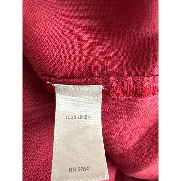 Love Linen Womens Red tunic Shirt size XL 100% Linen roll tab sleeves lagenlook - Picture 5 of 6